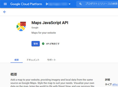 Maps JavaScript API を有効化する