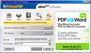 PrimoPDF で PDF の出力設定を行う様子