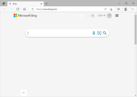 Microsoft Bing の検索サイトの様子