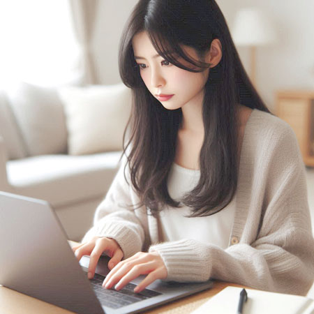 Wordpress でブログを更新している様子