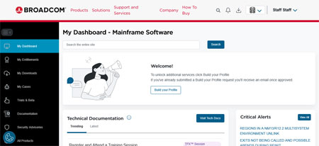 Broadcom 製品全般を管理する画面