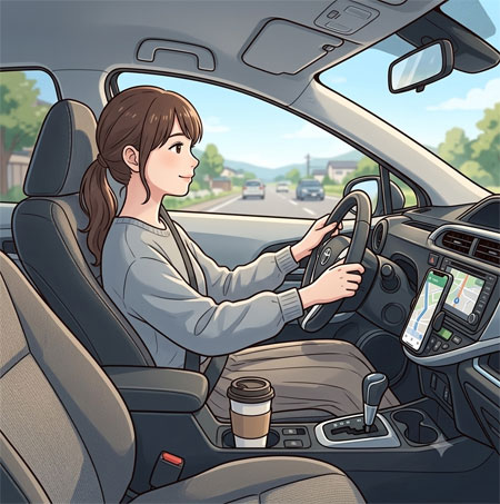 車を運転しているイラストを生成