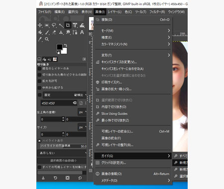 「画像 → ガイド → 新しいガイド(パーセント)」を選択