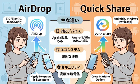 AirDrop と Quick Share の違い