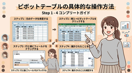 ピボットテーブルの具体的な操作方法